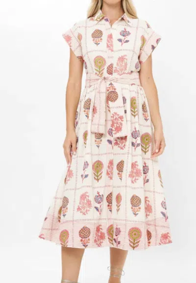Oliphant Belted Shirt Dress In Taormina Cream In Multi