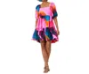 Oliphant Bubble Skirt Mini Dress In Basel Pink In Multi