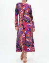 Oliphant Bukhara Long-sleeve Shift Maxi Dress In Camel In Multi
