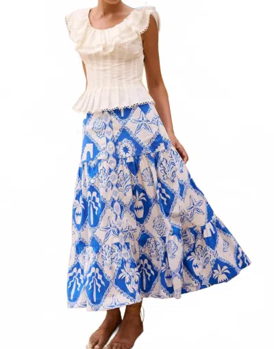 Oliphant Button Front Skirt In Asterias Blue