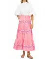Oliphant Button Front Skirt In Pink In Pink