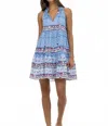 Oliphant Campania Blue Sleeveless Tiered Short Dress In Blue