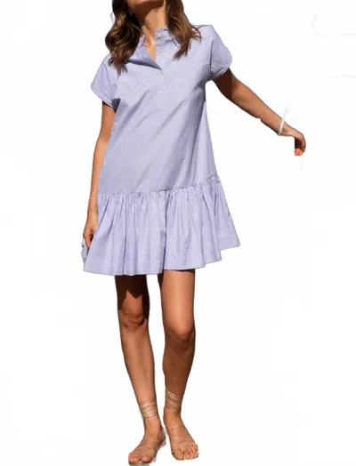 Oliphant Cap Sleeve Mini Dress In Blue Chatham In Purple