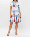 Oliphant Cap Sleeve Mini Dress In Montauk Blue In Multi