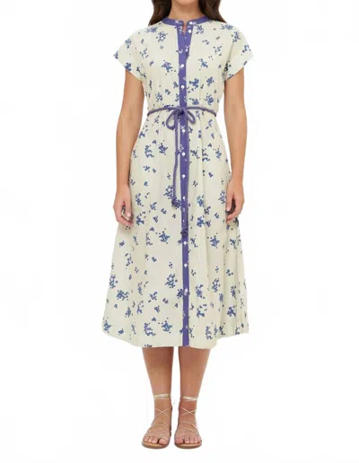 Oliphant Cap Sleeve Shirt Midi Dress In Alyssum Cream In Multi
