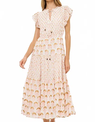 Oliphant Cinched Flirty Midi Dress In Arbor In Multi