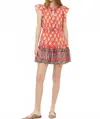 Oliphant Cinched Flirty Mini Dress In Patna Red In Multi