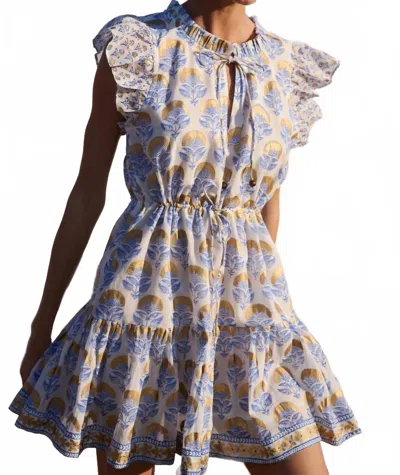 Oliphant Cinched Flirty Short Dress In Arbor Blue In Multi