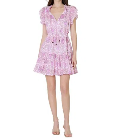 Oliphant Cinched Flirty Short Dress In Malta Pink In Multi