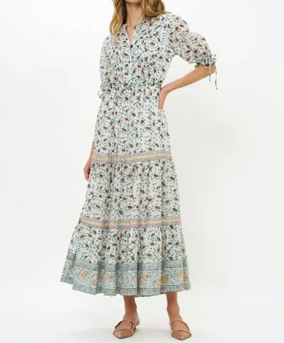 Oliphant Cinched Pintuck Maxi Dress In Cotswald In Multi