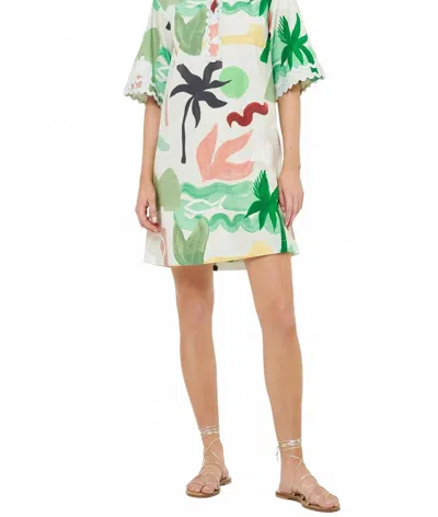 Oliphant Collard Shirt Mini Dress In Paradiso Petal In Multi