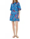 Oliphant Collared Mini Shirt Dress In Bartram Blue In Blue