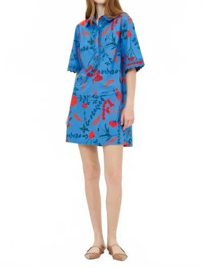 Oliphant Collared Mini Shirt Dress In Bartram Blue