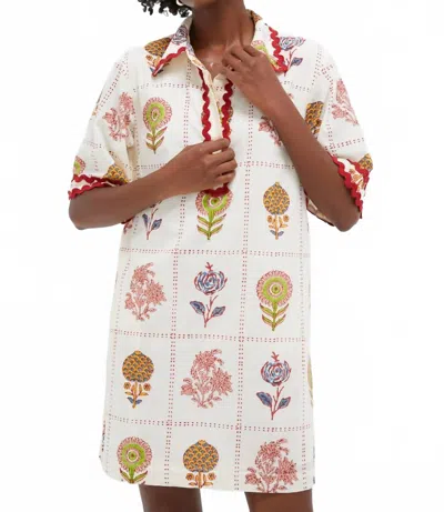 Oliphant Collared Shirt Mini Dress In Taormina Cream In Multi