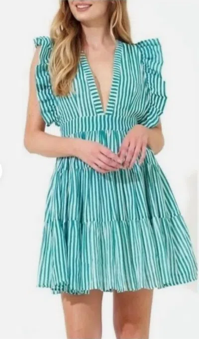 Oliphant Cross Back Mini Dress In Playa Green In Multi