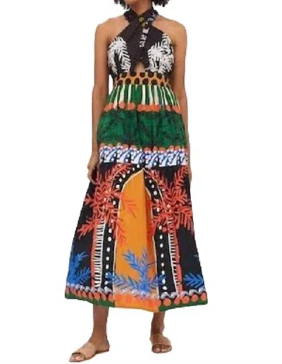 Oliphant Cross Front Maxi Dress In Brown Palma In Multi