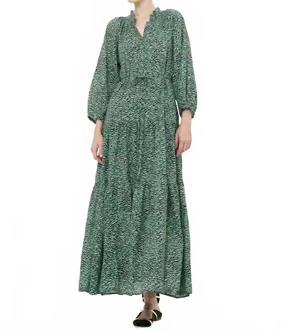 Oliphant Cuff Sleeve Tie Waist Maxi Dress In Jag Green