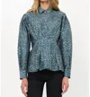 Oliphant Elizabeth Top In Navy Print In Multi