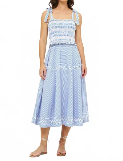 Oliphant Ella Smocked Top In Sconset Blue