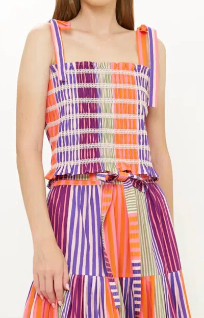 Oliphant Ella Smocked Top In Wolcott Stripe In Multi