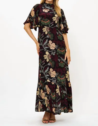 Oliphant Flirty Mock Neck Dress In Turin Wine In Multi