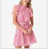 Oliphant Flirty Ruffle Hem Dress In Pink In Pink