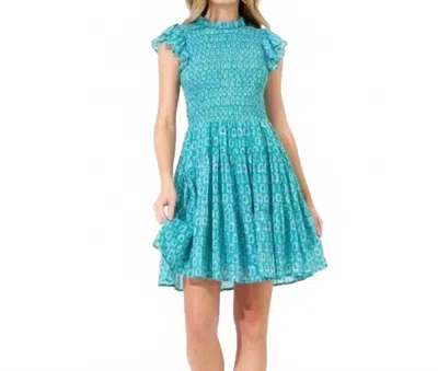 Oliphant Flirty Short Dress In Lisbon Green In Blue