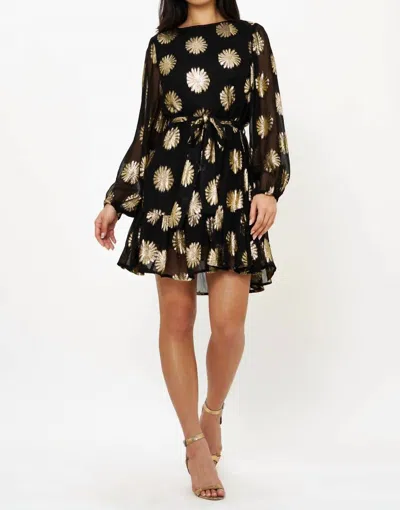 Oliphant Flirty Short Floral Dress In Peony Black In Multi
