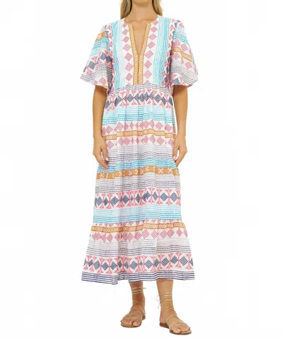 Oliphant Flirty V-neck Maxi Casablanca In White/multi