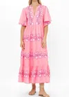 Oliphant Flirty V Neck Maxi Dress In Taniger Pink In Pink