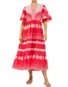 Oliphant Flirty V-neck Maxi In Soleil Red In Pink