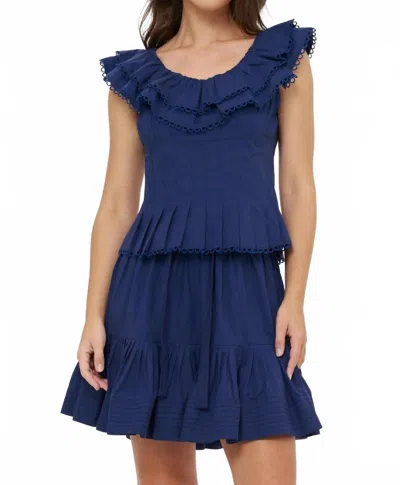 Oliphant Ginny Mini Skirt In Tisbury Navy In Blue