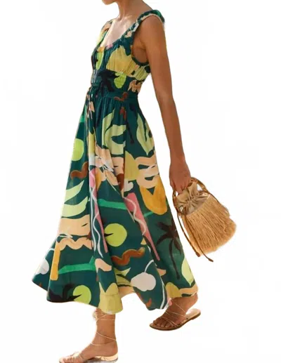 Oliphant Harper Midi Dress In Paradiso Green In Multi