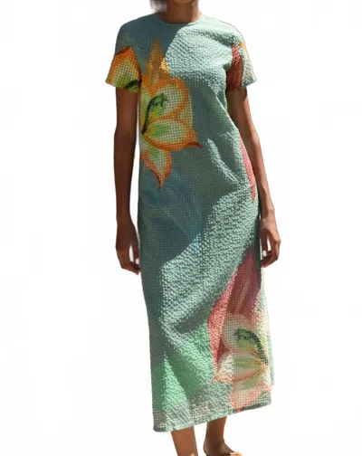 Oliphant Hibiscus Maxi Dress In Green In Multi