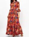 Oliphant High Neck Bell Maxi Dress In Turin Red