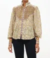 OLIPHANT HIGH NECK BUTTON BLOUSE IN OLIVE/MARCHESA
