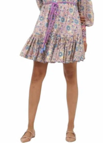 Oliphant High Neck Button Mini Dress In Blue Orum