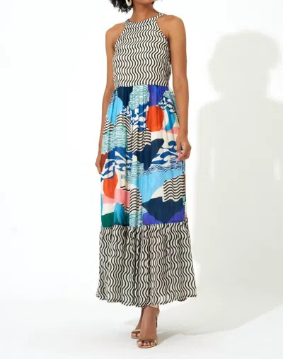 Oliphant High Neck Maxi In Pacifica White In Multi