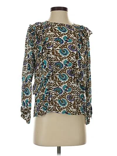 Pre-owned Oliphant Long Sleeve Blouse In Teal