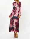 Oliphant Long Sleeve Shift Maxi Dress In Arabia Crimson In Multi