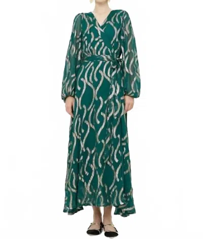 Oliphant Long Sleeve Wrap Dress In Borealis Jade In Green