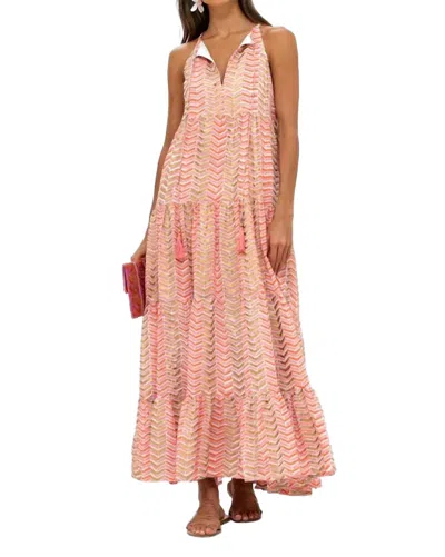 Oliphant Long Tiered Tassel Dress In Sonoma Orange In Multi