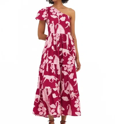 Oliphant Lotus Maxi Dress In Magenta In Red