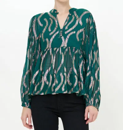 Oliphant Mandarin Balloon Top In Borealis Jade In Multi