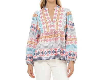 Oliphant Mandarin Balloon Top In Casablanca Multi