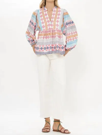 Oliphant Mandarin Balloon Top In Casablanca Multi