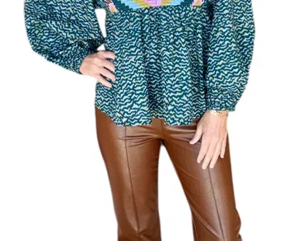 Oliphant Mandarin Balloon Top In Navy In Blue