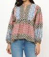 Oliphant Mandarin Balloon Top In Sultan Black In Multi