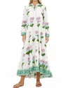 Oliphant Mandarin Maxi Dress In Lilac In White