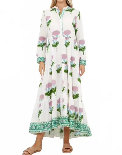 Oliphant Mandarin Maxi Dress In Lilac In White